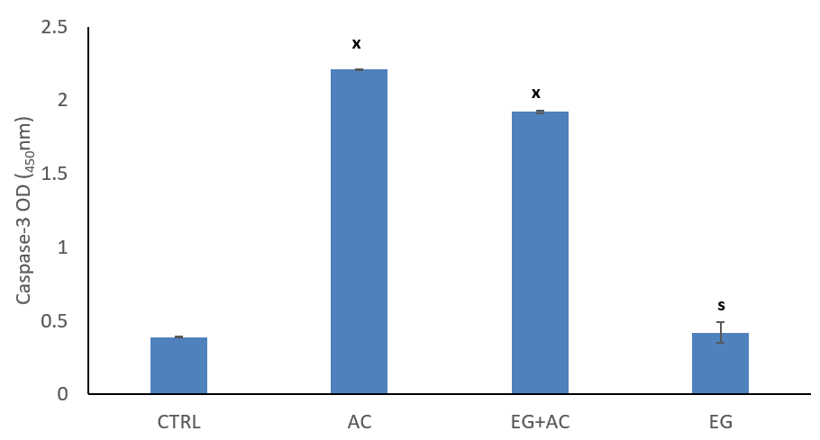 Figure 4: Effect of eugenol (EG) on brain caspase-3 